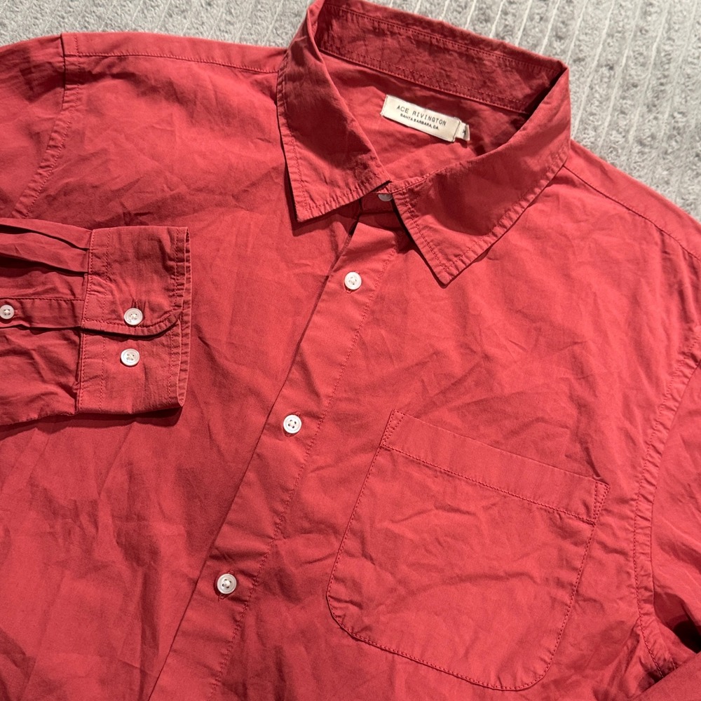 Ace Rivington Shirt Mens XL Red 100% Cotton Heritage Casual Button Up California